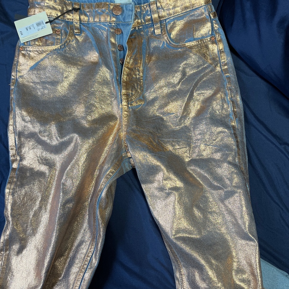 Rose gold coated jeans